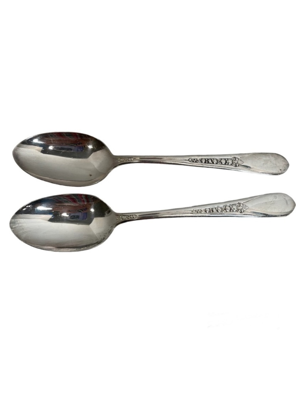 Original Rogers Wm Rogers Silverplate Pricilla Lady Ann Dinner Spoons Set of 2